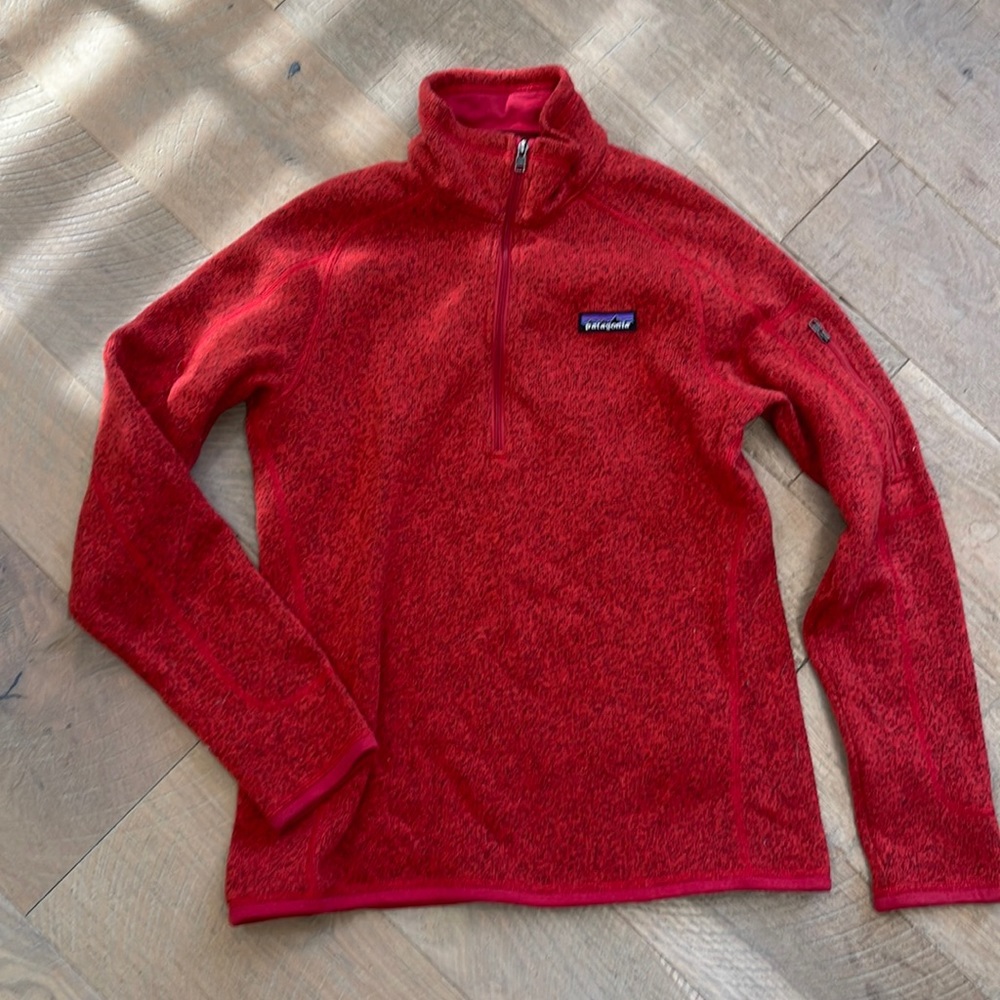 Patagonia Red Quarter Zip Sweatshirt- Size Medium